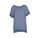 Women's Woven Short Sleeve Tunic Top | M Made in Italy