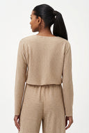 Women's Knit V-Neck Top with Long Sleeves