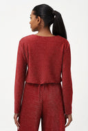 Women's Knit V-Neck Top with Long Sleeves