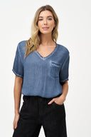 Women's Woven V-Neck Top | M