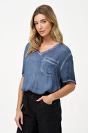 Women's Woven V-Neck Top | M
