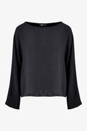 Women's Woven Long Sleeve V-Neck Top With A Boat-Neckline | M