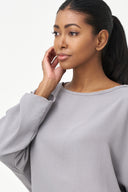 Women's Woven Long Sleeve V-Neck Top With A Boat-Neckline | M