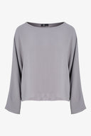 Women's Woven Long Sleeve V-Neck Top With A Boat-Neckline | M