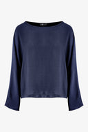 Women's Woven Long Sleeve V-Neck Top With A Boat-Neckline | M