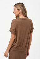 Women's Knit Crew-Neck Top with Cap Sleeves