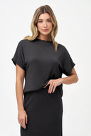 Women's Knit Crew-Neck Top with Cap Sleeves