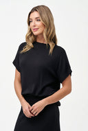 Women's Knit Crew-Neck Top with Cap Sleeves