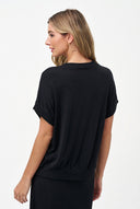 Women's Knit Crew-Neck Top with Cap Sleeves