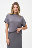 Women's Knit Crew-Neck Top with Cap Sleeves