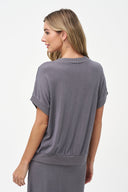 Women's Knit Crew-Neck Top with Cap Sleeves