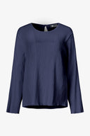 Women's Woven Crew-Neck Long Sleeve Top | M