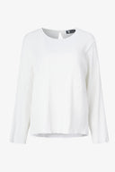 Women's Woven Crew-Neck Long Sleeve Top | M
