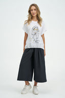 Women's Knit/Woven Combo Top