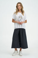 Women's Knit/Woven Combo Top