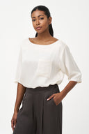 Women's Woven Boat-Neck Top | M