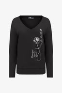 Women's Knit V-Neckline Long Sleeve Top | M