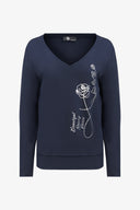 Women's Knit V-Neckline Long Sleeve Top | M