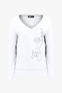 Women's Knit V-Neckline Long Sleeve Top | M