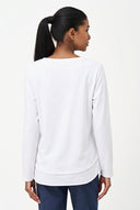 Women's Placement-Print V-Neck Top, Long Sleeves & Uneven Hem