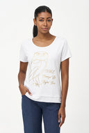 Women's Placement-Print Crew-Neck Top, Short Sleeves & Uneven Hem