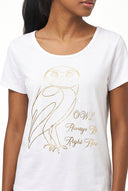 Women's Placement-Print Crew-Neck Top, Short Sleeves & Uneven Hem