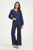 Women's Knit/Woven Combo Top