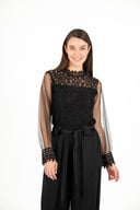 WOMEN'S WOVEN LONG SLEEVE LACE TOP