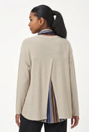 Women's Knit Crew-Neck Top, Long Sleeves, Woven Back & Separate Scarf