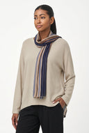 Women's Knit Crew-Neck Top, Long Sleeves, Woven Back & Separate Scarf
