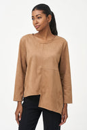 Women's Knit Scoop-Neck Top, Long Sleeves & Asymmetric Hem
