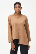 Women's Knit Scoop-Neck Top, Long Sleeves & Asymmetric Hem