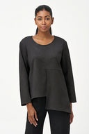 Women's Knit Scoop-Neck Top, Long Sleeves & Asymmetric Hem