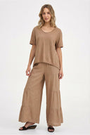 Women's Knit Woven Combo Top