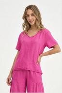 Women's Knit Woven Combo Top