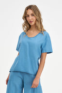 Women's Knit Woven Combo Top