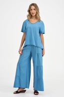 Women's Knit Woven Combo Top