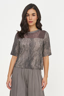 Women's Knit/Woven Combo Top