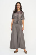 Women's Knit/Woven Combo Top