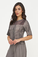 Women's Knit/Woven Combo Top