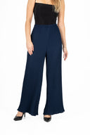 WOMEN'S WOVEN PULL ON WIDE LEG PANTS WITH PLEATED DETAILING