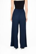 WOMEN'S WOVEN PULL ON WIDE LEG PANTS WITH PLEATED DETAILING