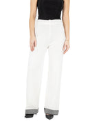 WOMEN'S KNIT PULL ON PANTS WITH A COLOR-BLOCKED HEM DETAILING