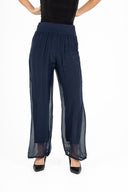 WOMEN'S PULL-ON WOVEN PANTS, WITH KNIT WAISTBAND