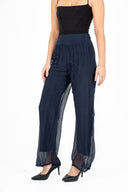 WOMEN'S PULL-ON WOVEN PANTS, WITH KNIT WAISTBAND
