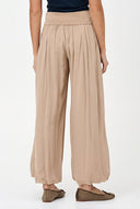 Women's Woven Pull-On Pants with Foldover Jersey Waistband