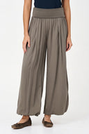 Women's Woven Pull-On Pants with Foldover Jersey Waistband