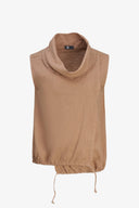 Women's Knit Woven Combo Sleeveless Top