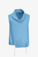 Women's Knit Woven Combo Sleeveless Top