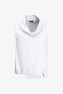 Women's Knit Woven Combo Sleeveless Top
